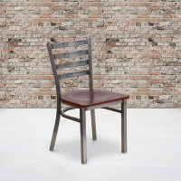 Flash Furniture XU-DG694BLAD-CLR-MAHW-GG Clear Metal Restaurant Chair in Clear Mahogany